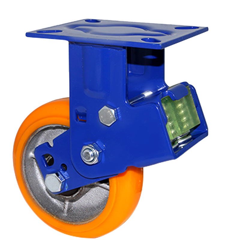 Bánh Xe Giảm Chấn Lò Xo PU Đỏ D100/125/150/200 Càng Thép 10 banh xe giam