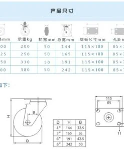 Bánh Xe Cao Su Xanh D100 125 150 200 Càng Thép Mặt Bích 7 Banh-xe-cao-su-xanh-tai-trung-cang-thep-mat-bich-tai-nhe-bhtvn-3