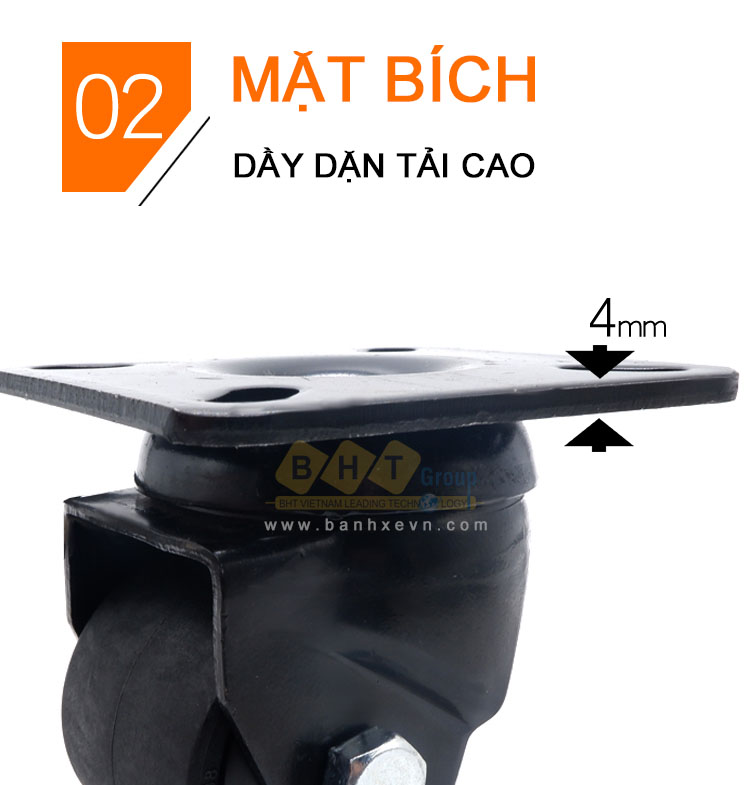 Bánh Xe Nylon Đen D50/63/75 Tải Cao Mặt Bích Giá Rẻ 8 Banh-xe-nylon-den-tai-cao-mat-bich-bhtvn-7