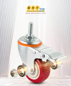 Bánh Xe PU Đỏ D75 Cọc Ren Tải Nhẹ 9 Banh-xe-pu-do-d75-coc-ren-tai-nhe-bhtvn-2
