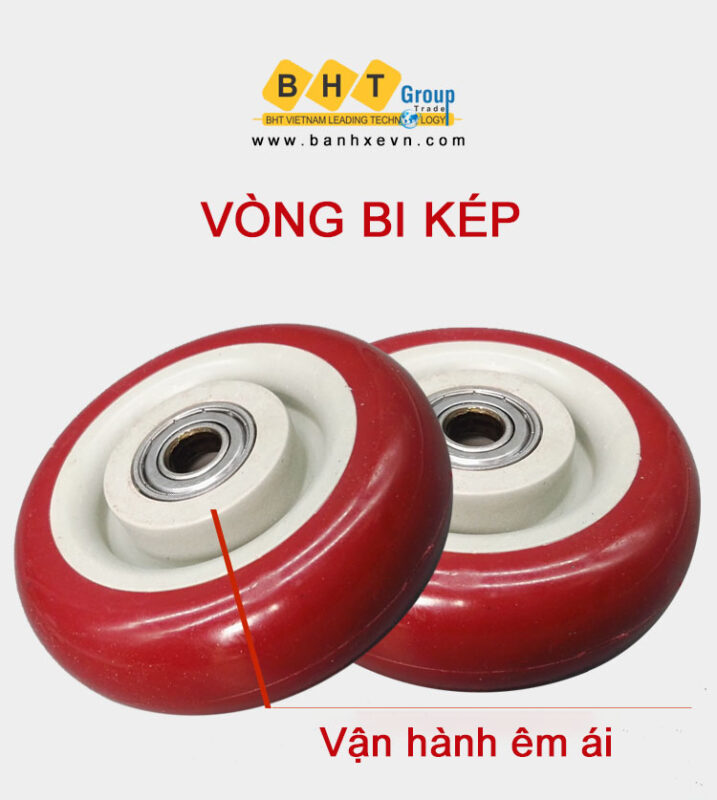 Bánh Xe PU Không Càng Mận Đỏ D63/75/100/125 Giá Rẻ 12 Banh-xe-pu-khong-cang-man-do-d60-75-100-125mm-3