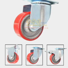 Một số loại bánh xe đẩy hàng thông dụng 2022 20 Bánh Xe PU Gang Đỏ D75/100 Mặt Bích Càng Thép Tải Nhẹ