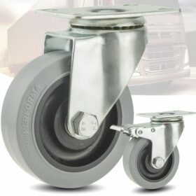 Bánh Xe TPR Xám Chống Tĩnh Điện D75/100/125 Càng Thép