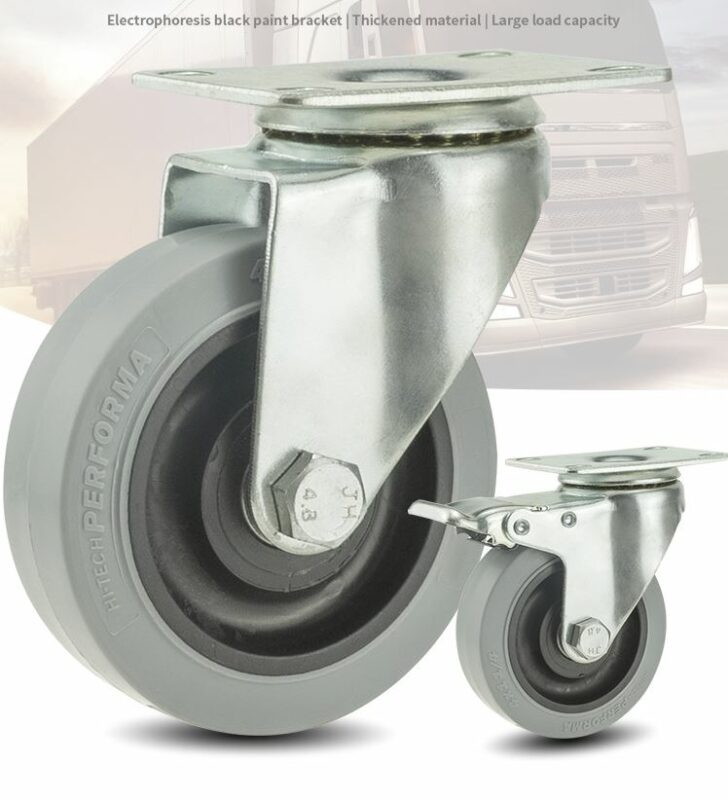 Bánh Xe TPR Xám Chống Tĩnh Điện D75/100/125 Càng Thép