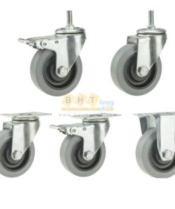 Bánh Xe TPR Xám Chống Tĩnh Điện D75/100/125 Càng Thép