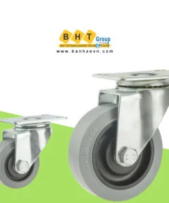 Bánh Xe TPR Xám Chống Tĩnh Điện D75/100/125 Càng Thép