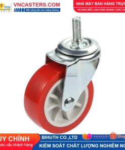 Bánh xe PVC đỏ không bi càng thép cọc ren tải nhẹ ROX-003-PVC-RE-S 7 Bánh xe PVC đỏ không bi càng thép cọc ren tải nhẹ ROX-003-PVC-RE-S