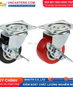 Bánh xe PVC đen không bi càng thép mặt bích tải nhẹ ROX-003-PVC-BL-F