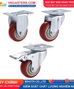 Bánh xe PVC mận đỏ bi đôi càng thép mặt bích tải nhẹ ROX-005-PVC-PR-F 9 Bánh xe PVC mận đỏ bi đôi càng thép mặt bích tải nhẹ ROX-005-PVC-PR-F