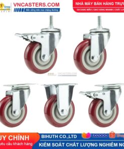 Bánh xe PVC mận đỏ bi đôi càng thép cọc ren tải nhẹ ROX-005-PVC-PR-S 7 Bánh xe PVC mận đỏ bi đôi càng thép cọc ren tải nhẹ ROX-005-PVC-PR-S