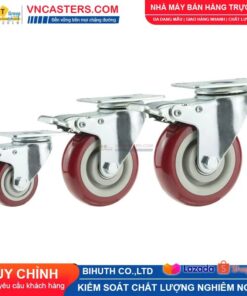 Bánh xe PVC mận đỏ bi đôi càng thép mặt bích tải nhẹ ROX-005-PVC-PR-F 10 Bánh xe PVC mận đỏ bi đôi càng thép mặt bích tải nhẹ ROX-005-PVC-PR-F