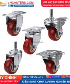 Bánh xe PVC mận đỏ bi đôi càng thép cọc ren tải nhẹ ROX-005-PVC-PR-S 8 Bánh xe PVC mận đỏ bi đôi càng thép cọc ren tải nhẹ ROX-005-PVC-PR-S