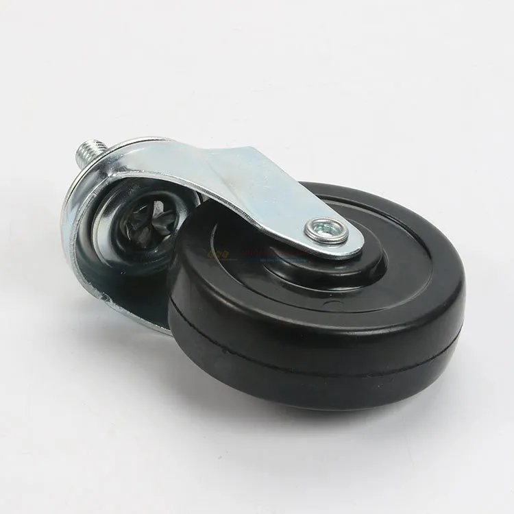 Bánh xe Cao su đen không bi càng thép cọc ren tải nhẹ ROX-002-RB-BL-S 5 Bánh xe Cao su đen không bi càng thép cọc ren tải nhẹ ROX-002-RB-BL-S