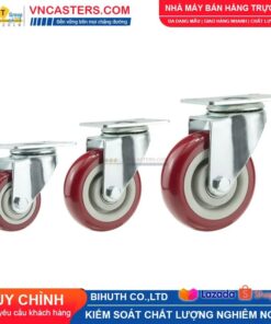 Bánh xe PVC mận đỏ bi đôi càng thép mặt bích tải nhẹ ROX-005-PVC-PR-F 11 Bánh xe PVC mận đỏ bi đôi càng thép mặt bích tải nhẹ ROX-005-PVC-PR-F
