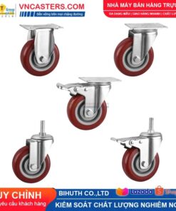 Bánh xe PVC mận đỏ bi đôi càng thép cọc ren tải nhẹ ROX-005-PVC-PR-S 9 Bánh xe PVC mận đỏ bi đôi càng thép cọc ren tải nhẹ ROX-005-PVC-PR-S