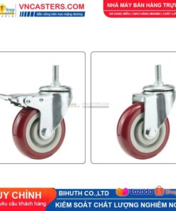 Bánh xe PVC mận đỏ bi đôi càng thép mặt bích tải nhẹ ROX-005-PVC-PR-F 12 Bánh xe PVC mận đỏ bi đôi càng thép mặt bích tải nhẹ ROX-005-PVC-PR-F