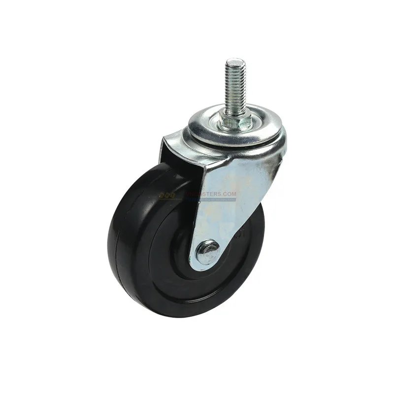 Bánh xe Cao su đen không bi càng thép cọc ren tải nhẹ BHTVN-P28 7 Bánh xe Cao su đen không bi càng thép cọc ren tải nhẹ BHTVN-P28