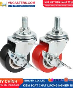 Bánh xe PVC đen không bi càng thép mặt bích tải nhẹ ROX-003-PVC-BL-F