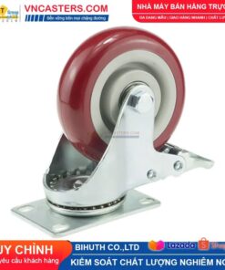 Bánh xe PVC mận đỏ bi đôi càng thép mặt bích tải nhẹ ROX-005-PVC-PR-F 13 Bánh xe PVC mận đỏ bi đôi càng thép mặt bích tải nhẹ ROX-005-PVC-PR-F