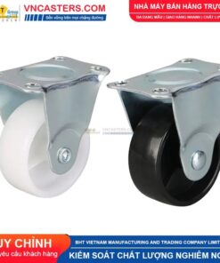 Bánh xe nhựa PP trắng không bi càng thép mặt bích tải nhẹ ROX-001-PP-WT-F