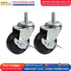 Bánh xe Cao su đen không bi càng thép cọc ren tải nhẹ BHTVN-P28
