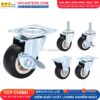 Bánh xe PVC đen không bi càng thép cọc ren tải nhẹ ROX-003-PVC-BL-S