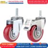 Bánh xe PVC mận đỏ bi đôi càng thép cọc ren tải nhẹ ROX-005-PVC-PR-S 14 Bánh xe PVC mận đỏ bi đôi càng thép cọc ren tải nhẹ ROX-005-PVC-PR-S