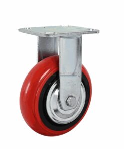 Bánh xe PVC đỏ cốt nhựa kiểu HQ càng thép mặt bích tải nặng ROX-101-PVC-RE-F
