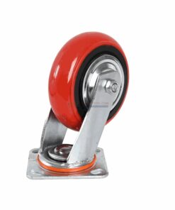 Bánh xe PVC đỏ cốt nhựa kiểu HQ càng thép mặt bích tải nặng ROX-101-PVC-RE-F