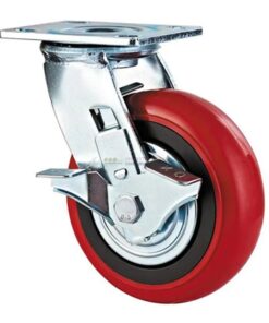 Bánh xe PVC đỏ cốt nhựa kiểu HQ càng thép mặt bích tải nặng ROX-101-PVC-RE-F