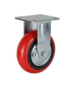 Bánh xe PVC đỏ cốt nhựa kiểu HQ càng thép mặt bích tải nặng ROX-101-PVC-RE-F