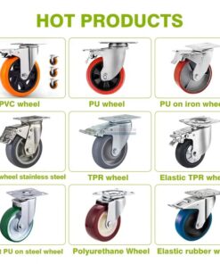 Bánh xe PVC đỏ cốt nhựa kiểu HQ càng thép mặt bích tải nặng ROX-101-PVC-RE-F