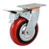 Bánh xe PVC đỏ cốt nhựa kiểu HQ càng thép mặt bích tải nặng ROX-101-PVC-RE-F