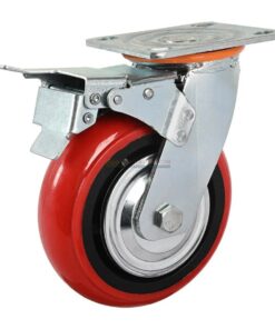 Bánh xe PVC đỏ cốt nhựa kiểu HQ càng thép mặt bích tải nặng ROX-101-PVC-RE-F