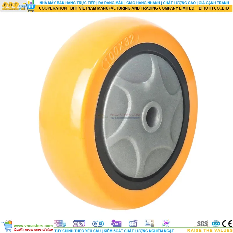 Bánh xe PU đỏ cốt nhựa bi thép đơn tải nhẹ rời ROX-51-PU-RE-10032 2 Bánh xe PU đỏ cốt nhựa bi thép đơn tải nhẹ rời ROX-51-PU-RE-10032