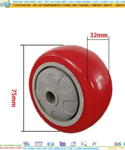 Bánh xe PU đỏ cốt nhựa bi thép đơn tải nhẹ rời ROX-51-PU-RE-10032 11 Bánh xe PU đỏ cốt nhựa bi thép đơn tải nhẹ rời ROX-51-PU-RE-10032