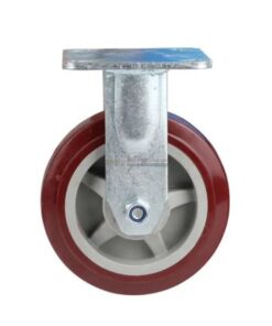 Bánh xe PU đỏ mận cốt nhựa bi đôi càng thép mặt bích tải nặng ROX-102-PU-PR-F 55 Bánh xe PU đỏ mận cốt nhựa bi đôi càng thép mặt bích tải nặng ROX-102-PU-PR-F
