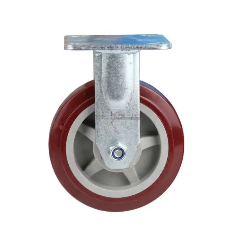 Bánh xe PU đỏ mận cốt nhựa bi đôi càng thép mặt bích tải nặng ROX-102-PU-PR-F 28 Bánh xe PU đỏ mận cốt nhựa bi đôi càng thép mặt bích tải nặng ROX-102-PU-PR-F