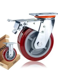 Bánh xe PU đỏ mận cốt nhựa bi đôi càng thép mặt bích tải nặng ROX-102-PU-PR-F 32 Bánh xe PU đỏ mận cốt nhựa bi đôi càng thép mặt bích tải nặng ROX-102-PU-PR-F