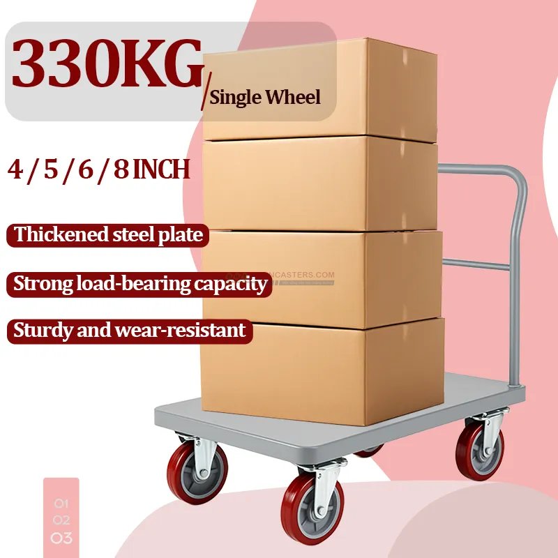 Bánh xe PU đỏ mận cốt nhựa bi đôi càng thép mặt bích tải nặng ROX-102-PU-PR-F 6 Bánh xe PU đỏ mận cốt nhựa bi đôi càng thép mặt bích tải nặng ROX-102-PU-PR-F