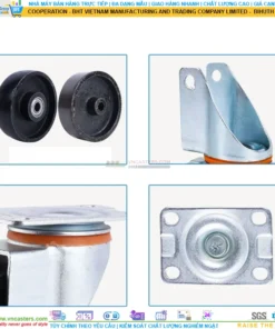 Càng bánh xe thép mạ kẽm mặt bích tải nhẹ ROX-80-STC-GAL-F