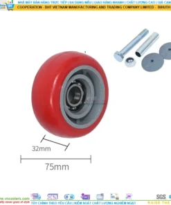Bánh xe PU đỏ cốt nhựa bi thép đơn tải nhẹ rời ROX-51-PU-RE-10032 13 Bánh xe PU đỏ cốt nhựa bi thép đơn tải nhẹ rời ROX-51-PU-RE-10032