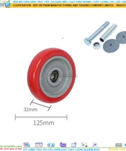 Bánh xe PU đỏ cốt nhựa bi thép đơn tải nhẹ rời ROX-51-PU-RE-10032 14 Bánh xe PU đỏ cốt nhựa bi thép đơn tải nhẹ rời ROX-51-PU-RE-10032