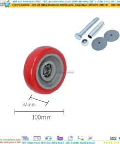 Bánh xe PU đỏ cốt nhựa bi thép đơn tải nhẹ rời ROX-51-PU-RE-10032 15 Bánh xe PU đỏ cốt nhựa bi thép đơn tải nhẹ rời ROX-51-PU-RE-10032