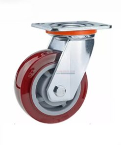 Bánh xe PU đỏ mận cốt nhựa bi đôi càng thép mặt bích tải nặng ROX-102-PU-PR-F 37 Bánh xe PU đỏ mận cốt nhựa bi đôi càng thép mặt bích tải nặng ROX-102-PU-PR-F