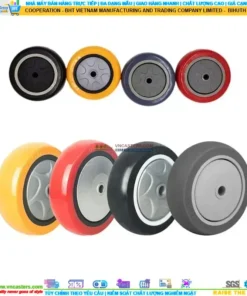 Bánh xe PU đỏ cốt nhựa bi thép đơn tải nhẹ rời ROX-51-PU-RE-10032